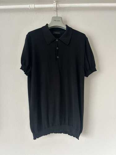 Prada Vintage Prada Zip Pocket Red Tab Half Zip Polo Shirt