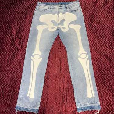 パンツ mnml skeleton straight denim pants 34 MNML 34x30 Skeleton Jean Black Stretch Denim Embroidered