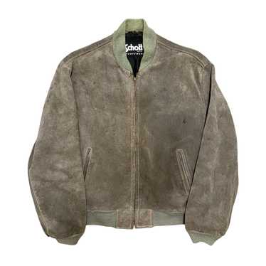 SCHOTT Flight jacket Suede Leather Size 42 Brown Vintage