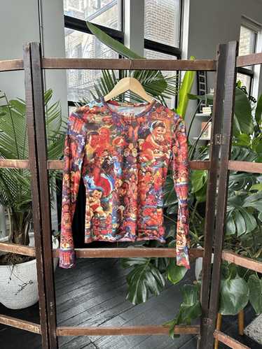 90s 美品　Jean Paul Gaultier zip カットソー Flower Body Morphing Print Top (24-25-U-TO186-J551-MULTI)