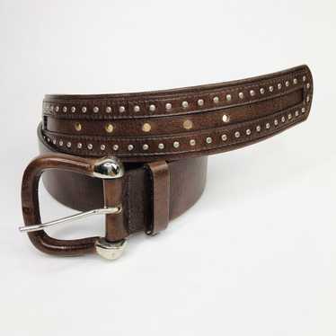 OLD STUDDED JEWEL LEATHER BELT（VERY GOOD CONDITION） - 古着