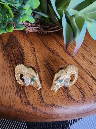 Vintage Kenneth Jay Lane for Avon Ram Head Post E… - image 1