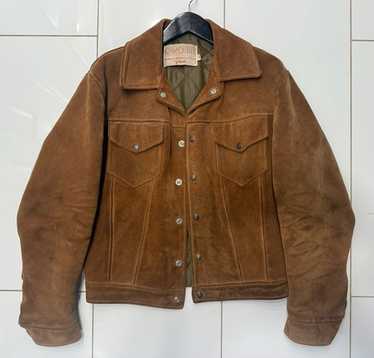 ジャケット・アウター 80s schott suede leather tracker jacket Schott 80s Suede Leather Jacket IDEAL Zipper Leather Brown