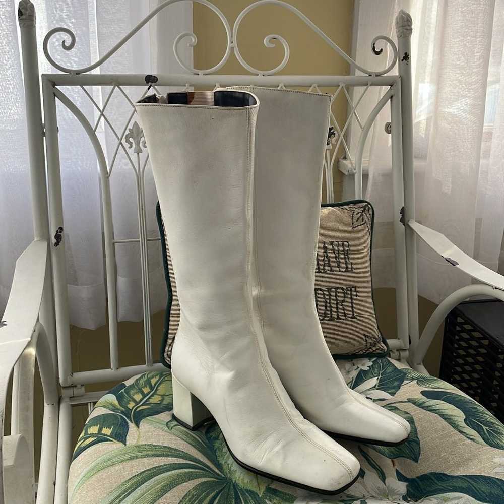 【Nine West】Ringer Boots-White Ringer Detailed Western Boots – Nine West
