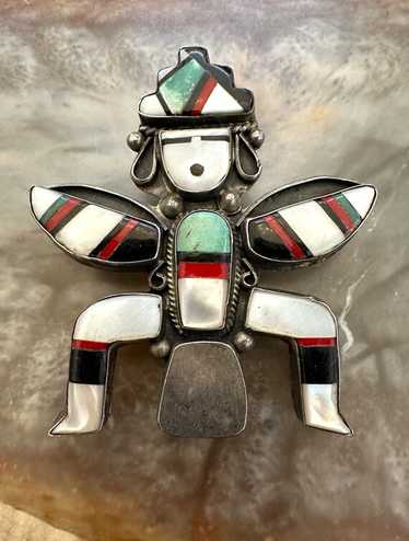 Collector Alert Vintage Native American Zuni Turquoise Knifewing Sterling Silver Bracelet Collector Alert Vintage Native American Zuni Turquoise Knifewing Sterling Silver Bracelet