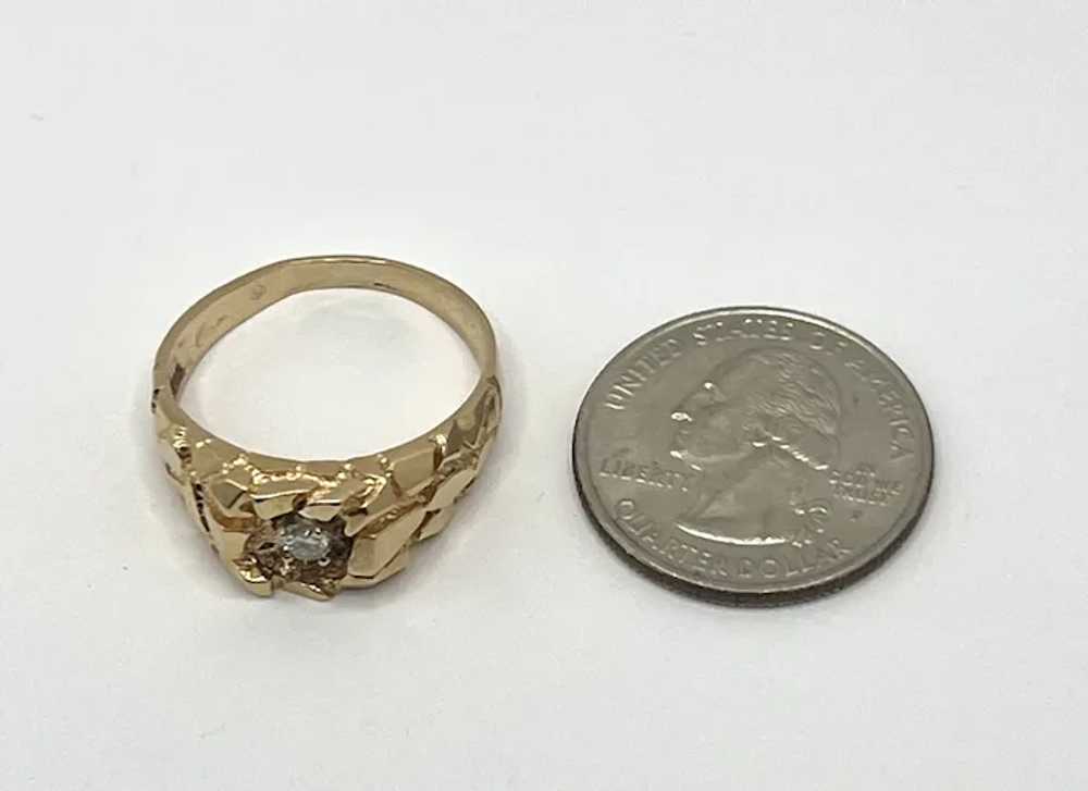 Men’s Nugget Style 14k Gold Vintage .20ct Solitai… - image 3