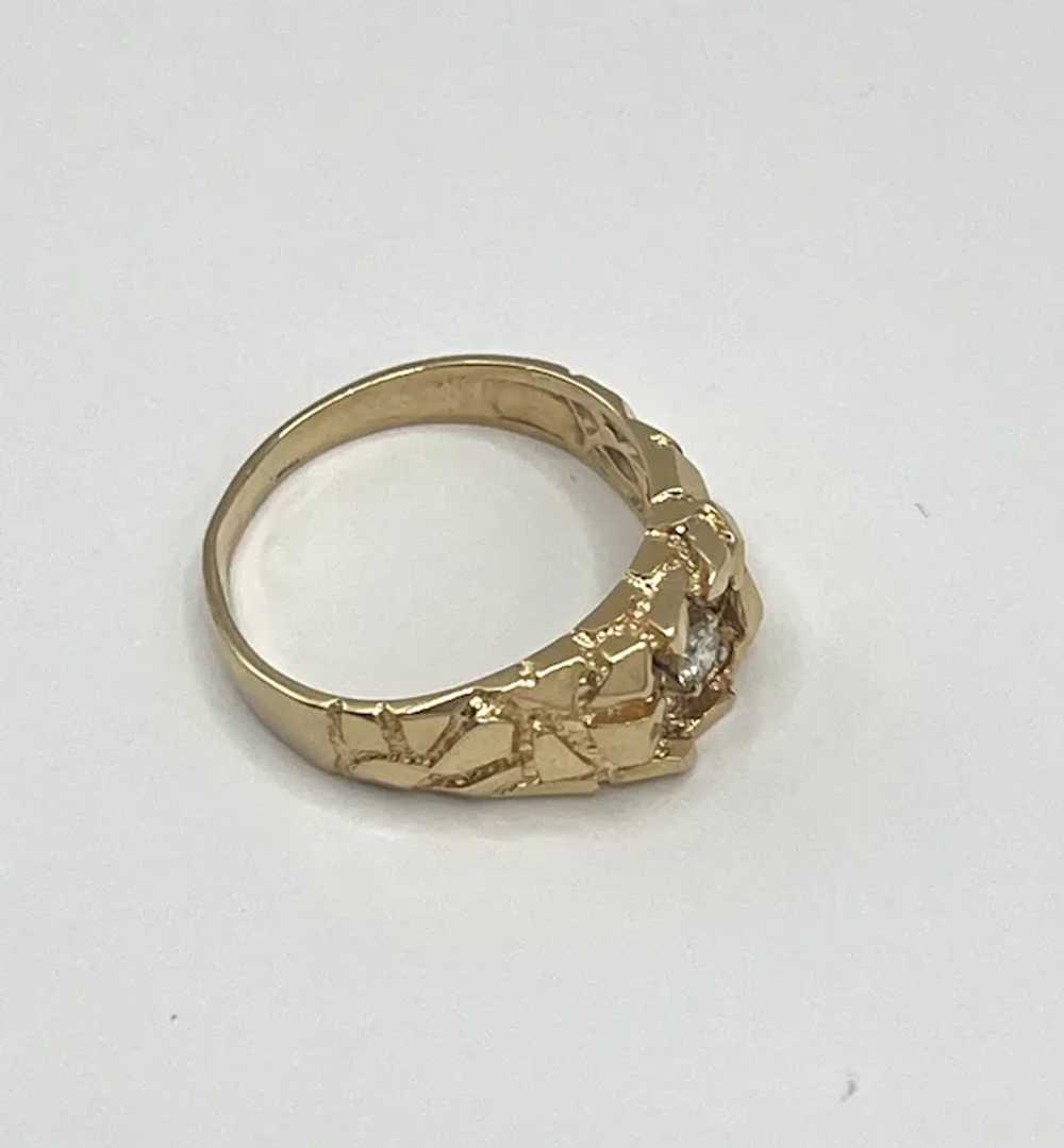 Men’s Nugget Style 14k Gold Vintage .20ct Solitai… - image 4