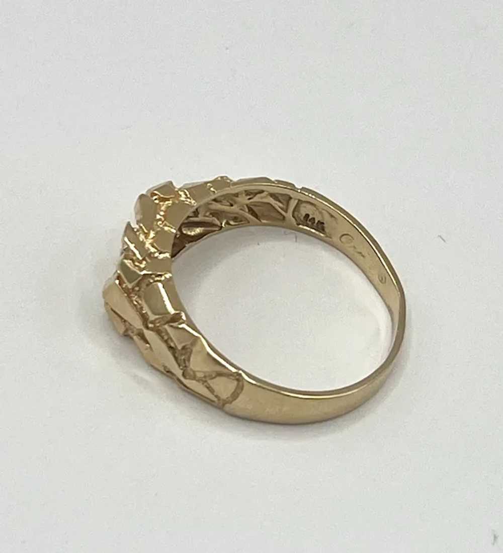 Men’s Nugget Style 14k Gold Vintage .20ct Solitai… - image 5