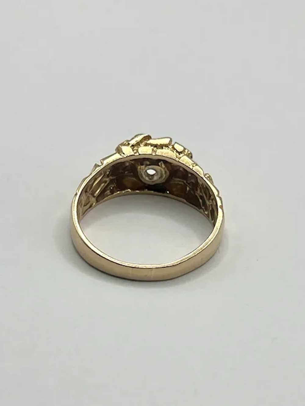 Men’s Nugget Style 14k Gold Vintage .20ct Solitai… - image 6