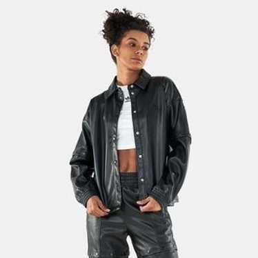 adidas FAUX LEATHER JACKET ブラック Jackets adidas Originals Faux Leather Jacket Black | Queens