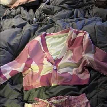 Pink And Cream Blazer With Abstract Pattern. Two-… - image 1