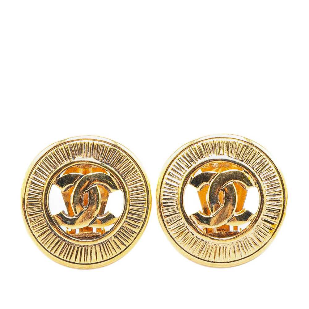 Chanel Gold Gold Plated CC Clip On Earrings - image 1