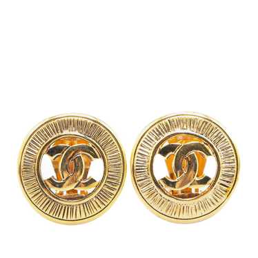 Chanel Gold Gold Plated CC Clip On Earrings - image 1