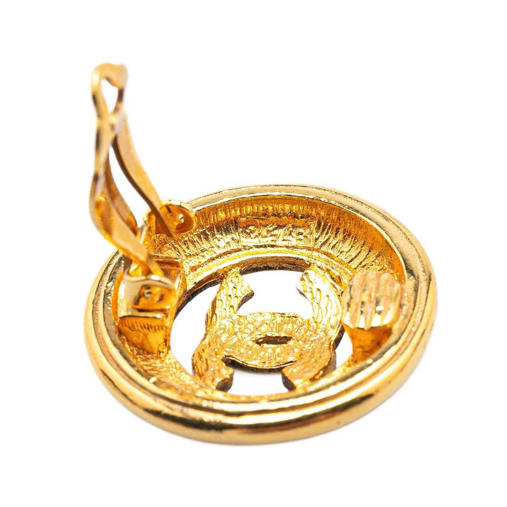 Chanel Gold Gold Plated CC Clip On Earrings - image 4
