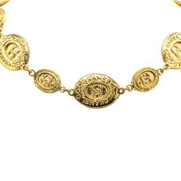 Chanel Gold Gold Plated CC Medallion Link Necklace - image 1