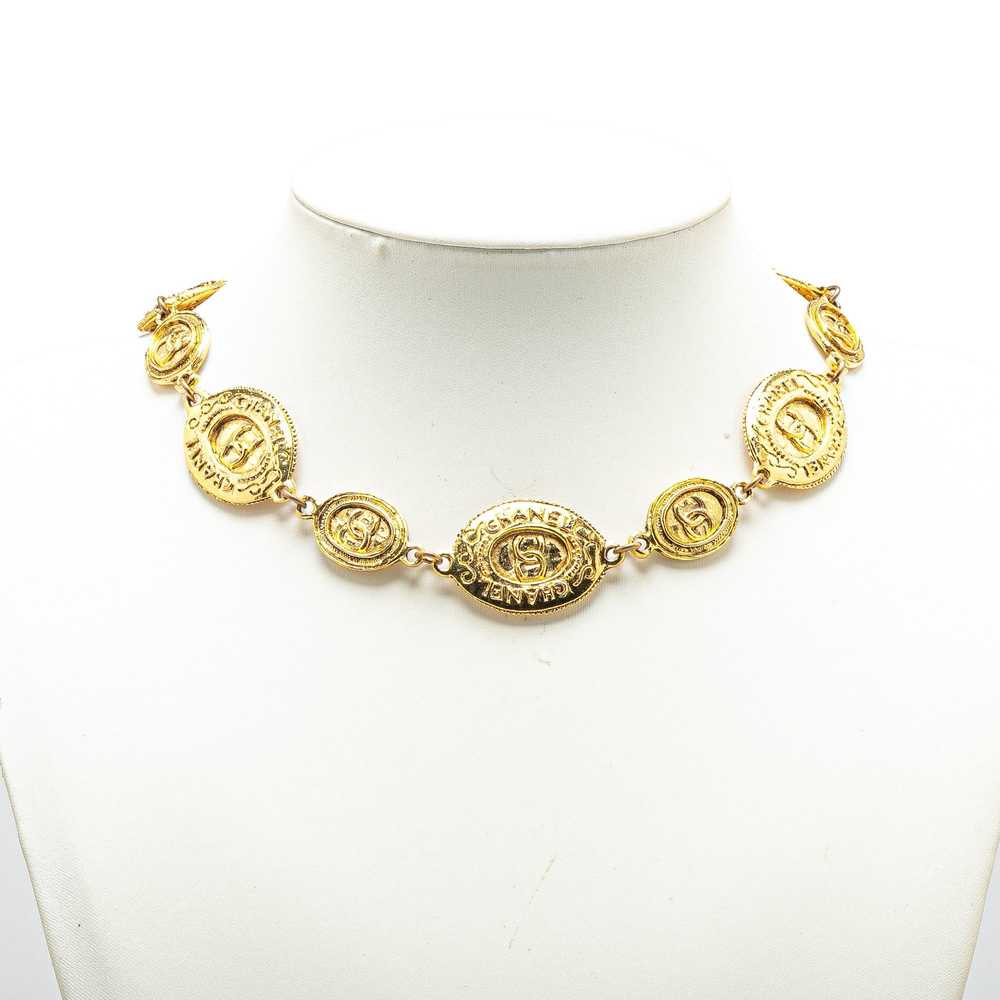 Chanel Gold Gold Plated CC Medallion Link Necklace - image 4