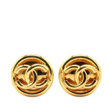 Chanel Gold Gold Plated CC Clip On Earrings - image 1