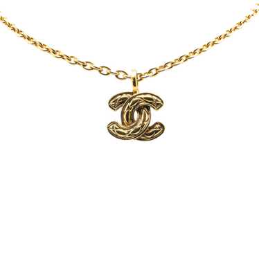 Chanel Gold Gold Plated CC Quilted Pendant Neckla… - image 1