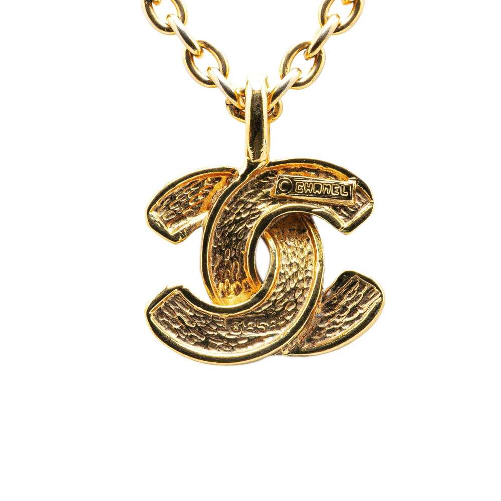Chanel Gold Gold Plated CC Quilted Pendant Neckla… - image 2