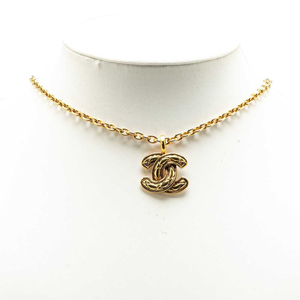 Chanel Gold Gold Plated CC Quilted Pendant Neckla… - image 6