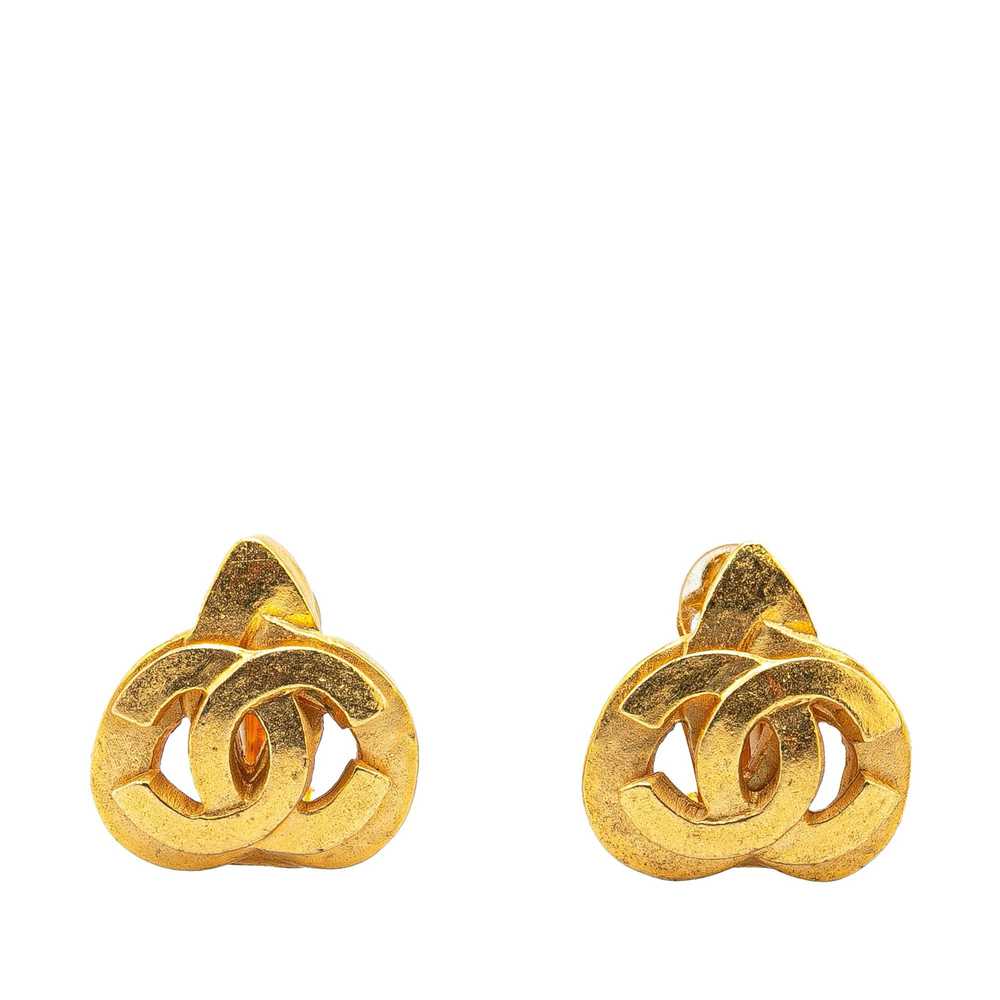 Chanel Gold Gold Plated CC Clip On Earrings - image 1