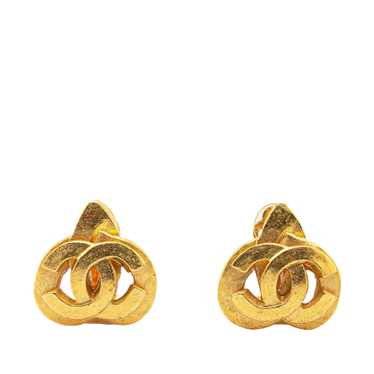 Chanel Gold Gold Plated CC Clip On Earrings - image 1