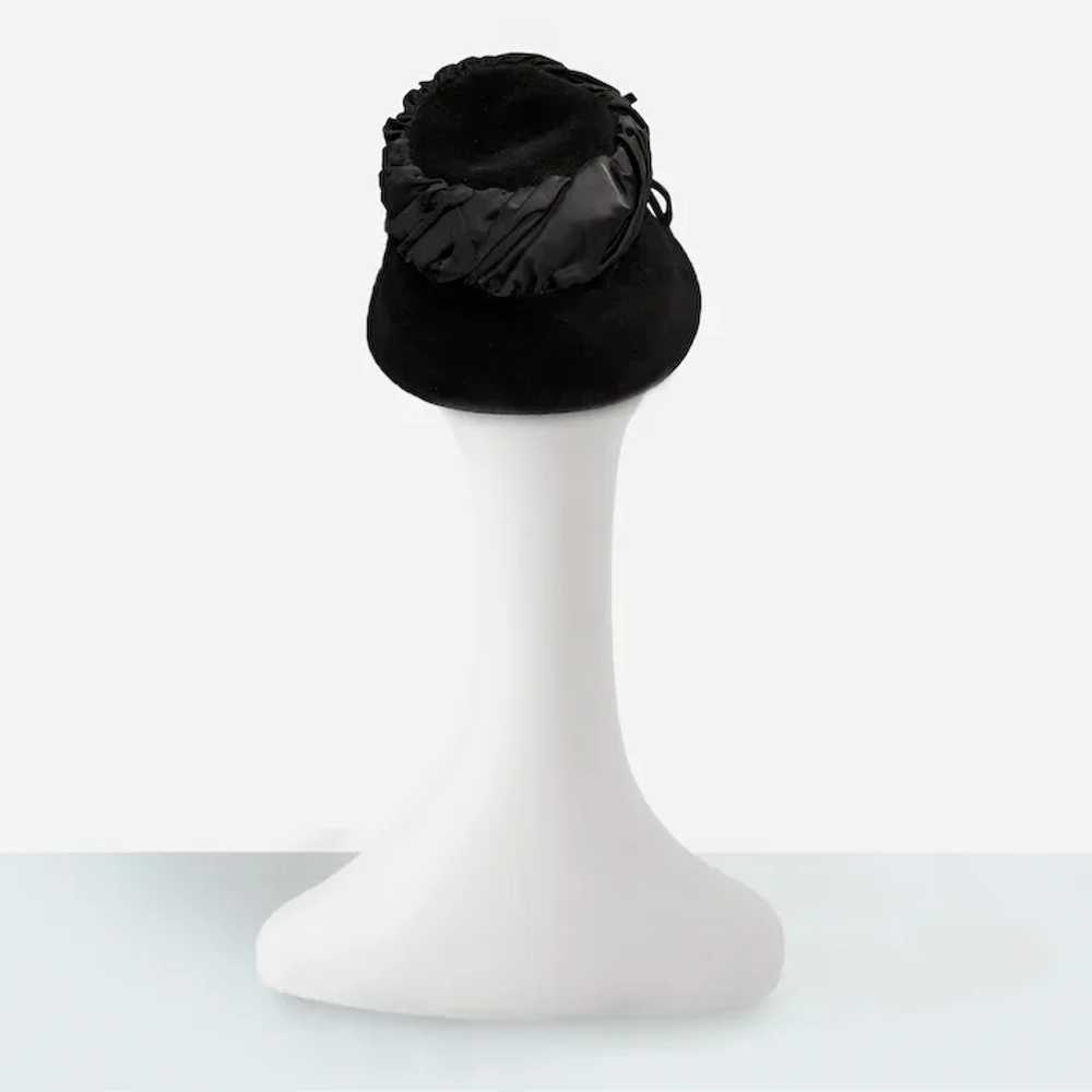 1950s Black Vintage Hat - Rhinestone Decoration - image 5