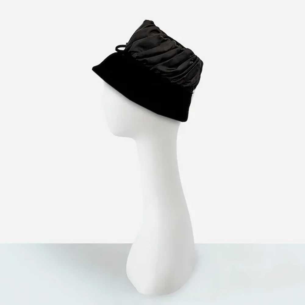 1950s Black Vintage Hat - Rhinestone Decoration - image 6