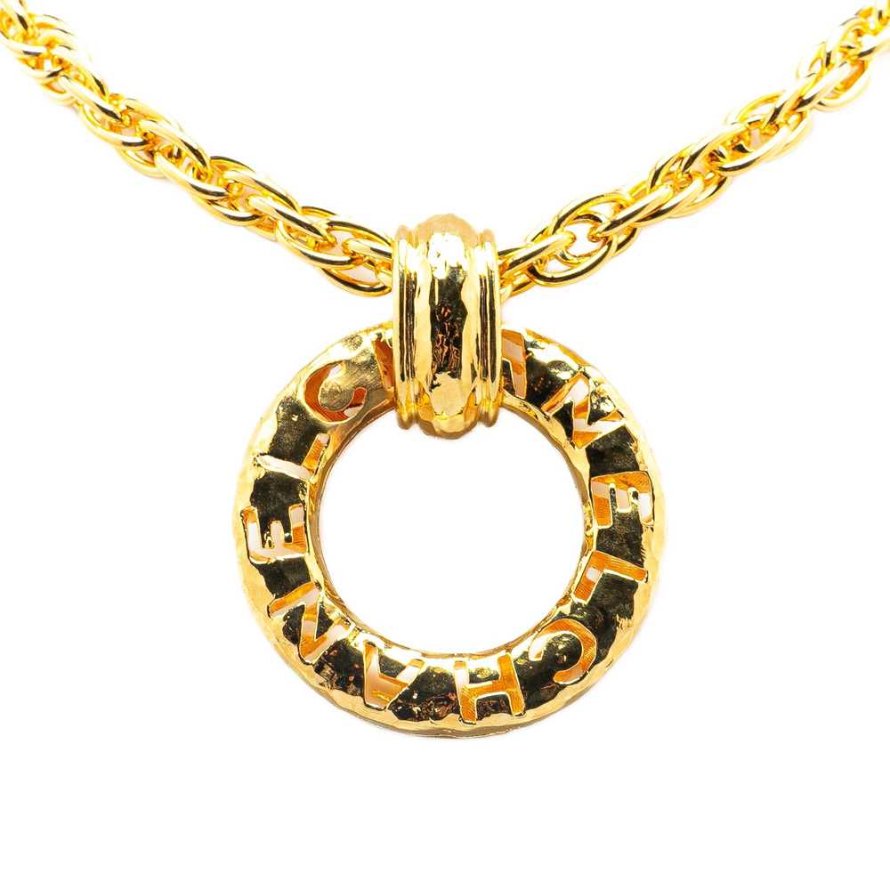Chanel Gold Gold Plated Circle Logo Pendant Neckl… - image 1