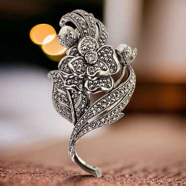 Vintage KJL Signed Flower Brooch Kenneth Jay Lane… - image 1