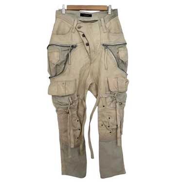 パンツ yasuyuki ishii canvas leather cargo pant yasuyuki ishii canvas leather cargo pant