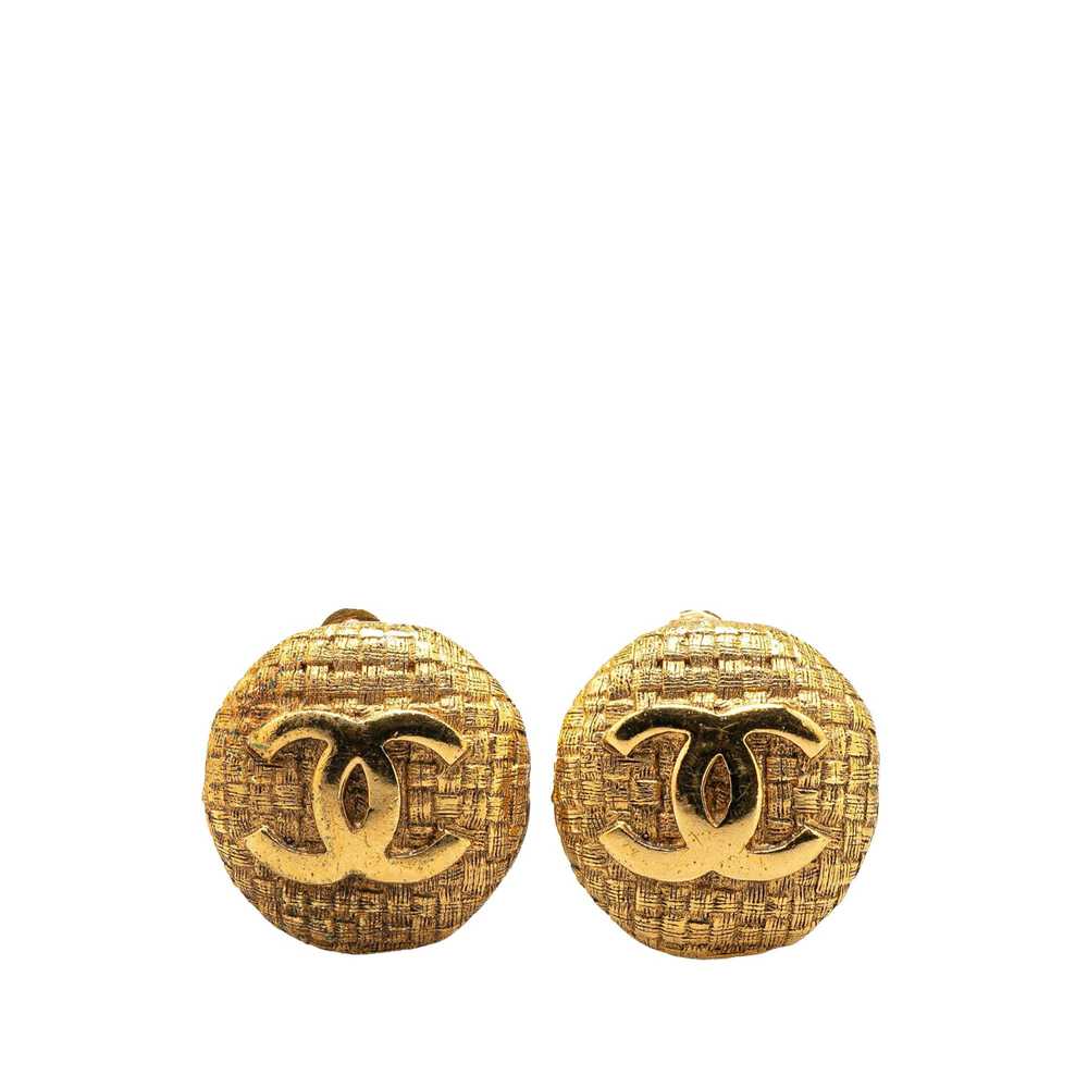 Chanel Gold Gold Plated CC Clip On Earrings - image 1