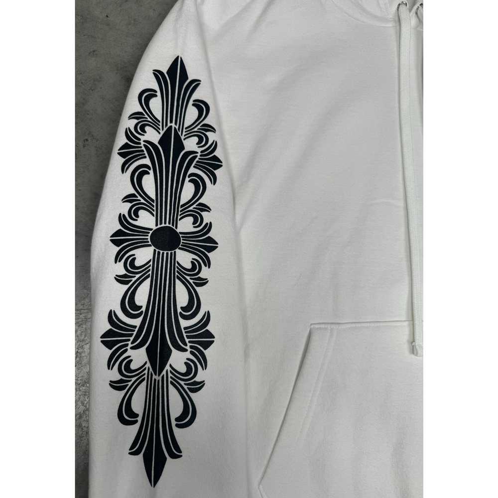 【Chrome Hearts】 正規品★ Horseshoe Floral Hoodie White Chrome Hearts Horseshoe Floral Sleeve Zip Up Hoodie - SRM