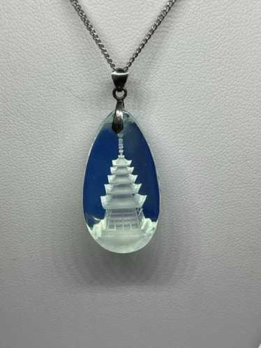 Vintage carved pagoda blue - Gem