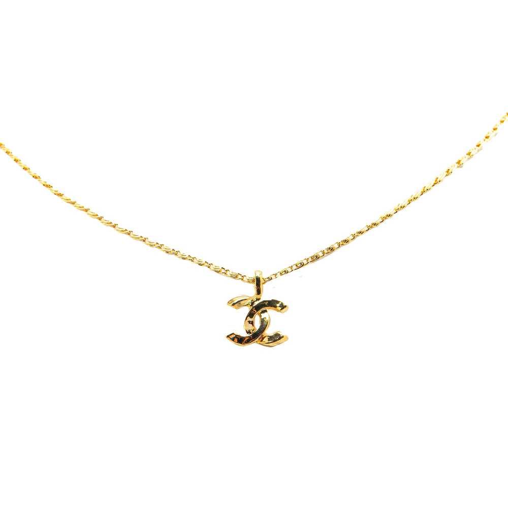 Gold Chanel Gold Plated CC Pendant Necklace - image 1
