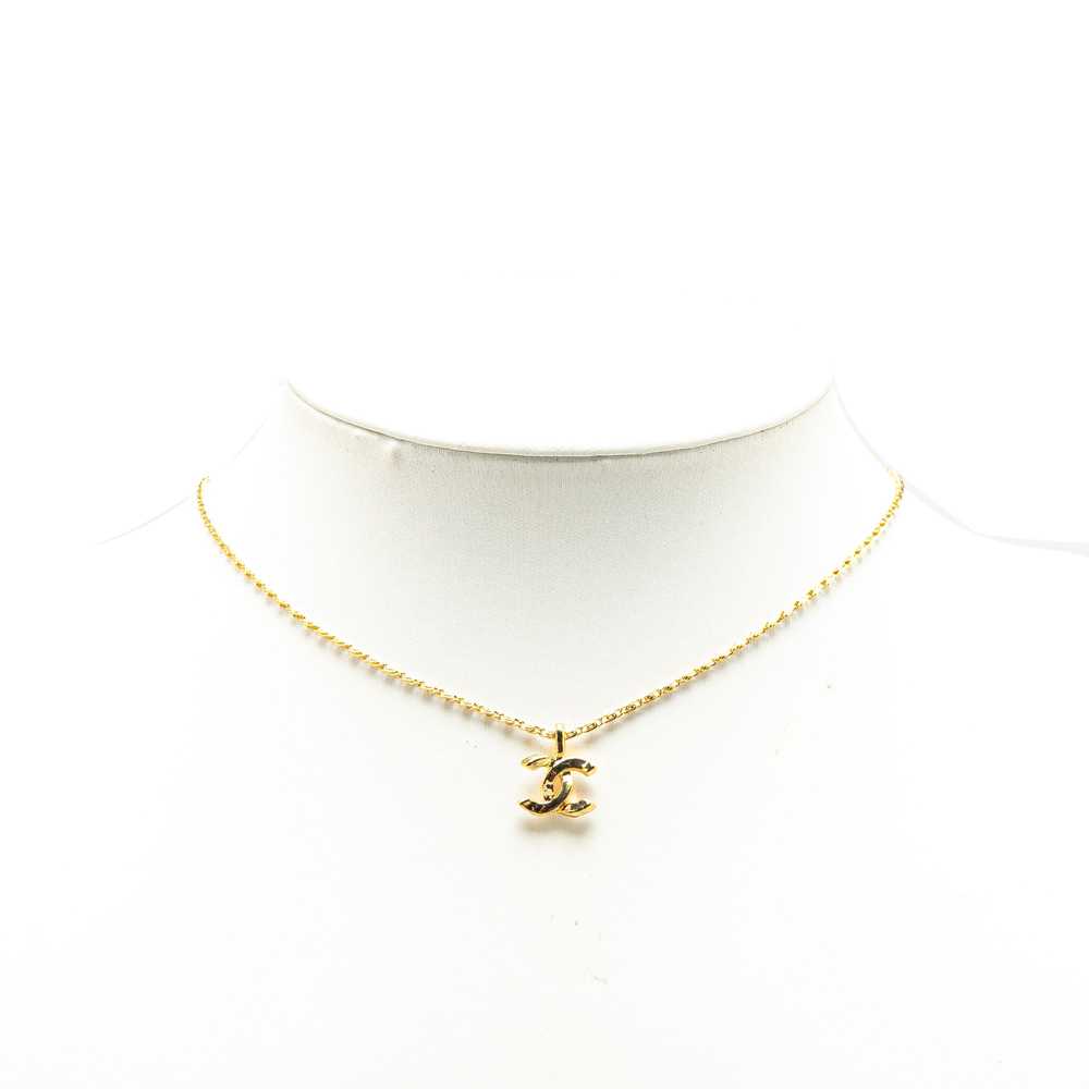 Gold Chanel Gold Plated CC Pendant Necklace - image 4
