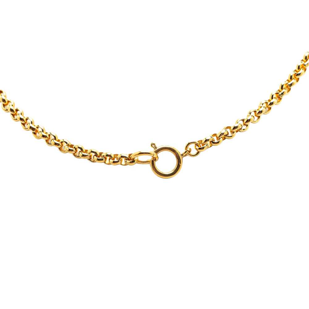 Gold Chanel Gold Plated CC Heart Pendant Necklace - image 2