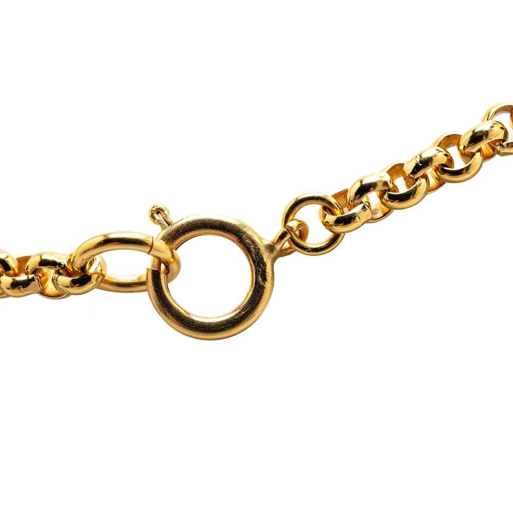 Gold Chanel Gold Plated CC Heart Pendant Necklace - image 3