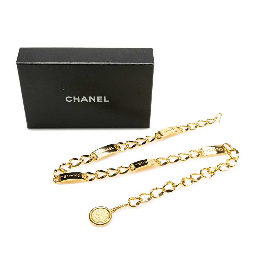 Gold Chanel Gold Plated Medallion Chain Belt - image 6