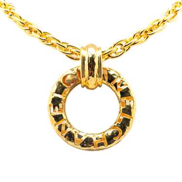 Gold Chanel Gold Plated Circle Logo Pendant Neckl… - image 1