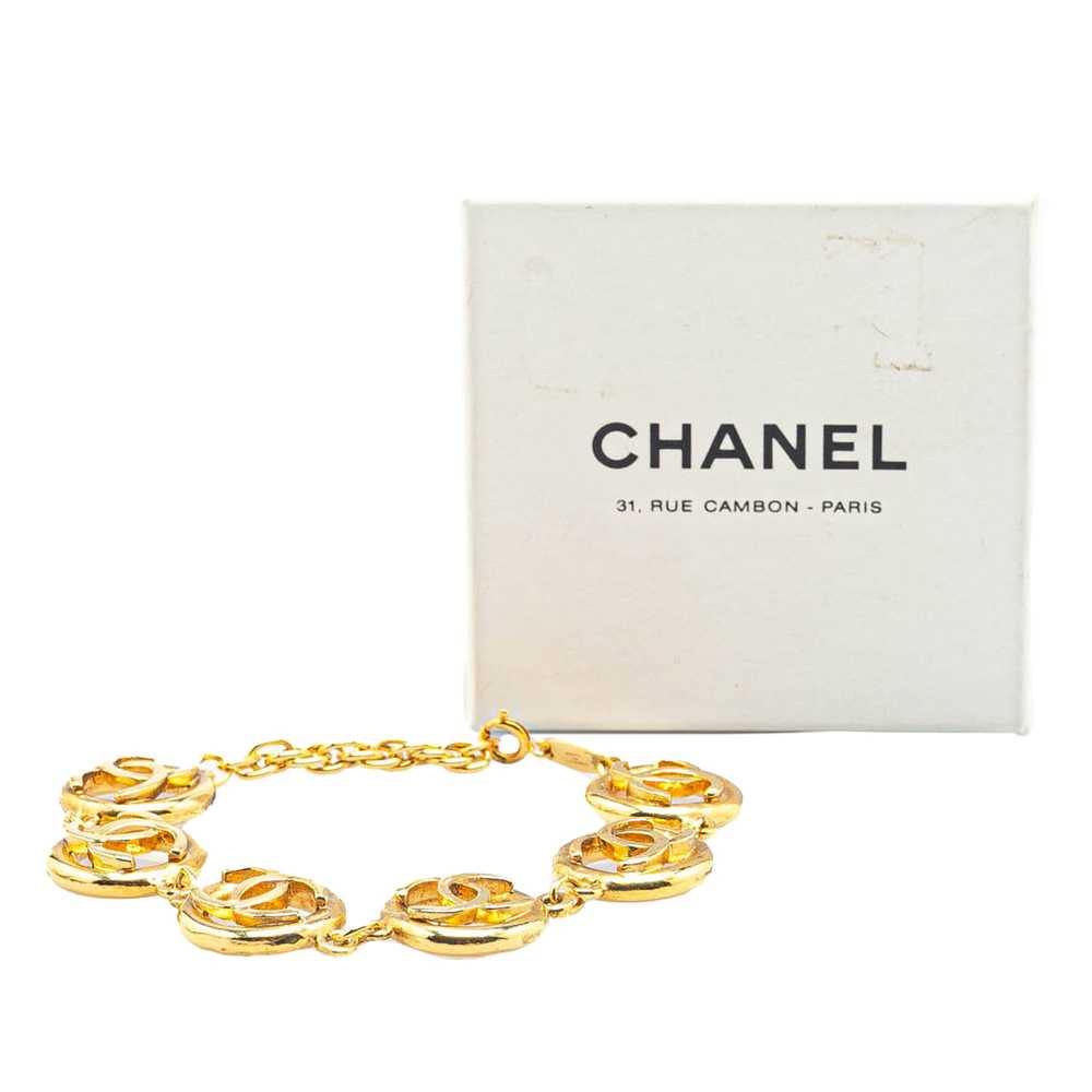 Gold Chanel Gold Plated CC Chain Bracelet - image 6