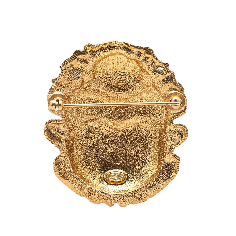 Gold Chanel Gold Plated CC Beetle Brooch - image 2