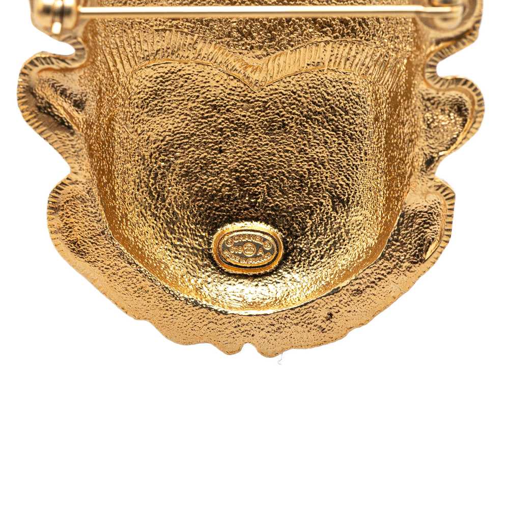 Gold Chanel Gold Plated CC Beetle Brooch - image 3