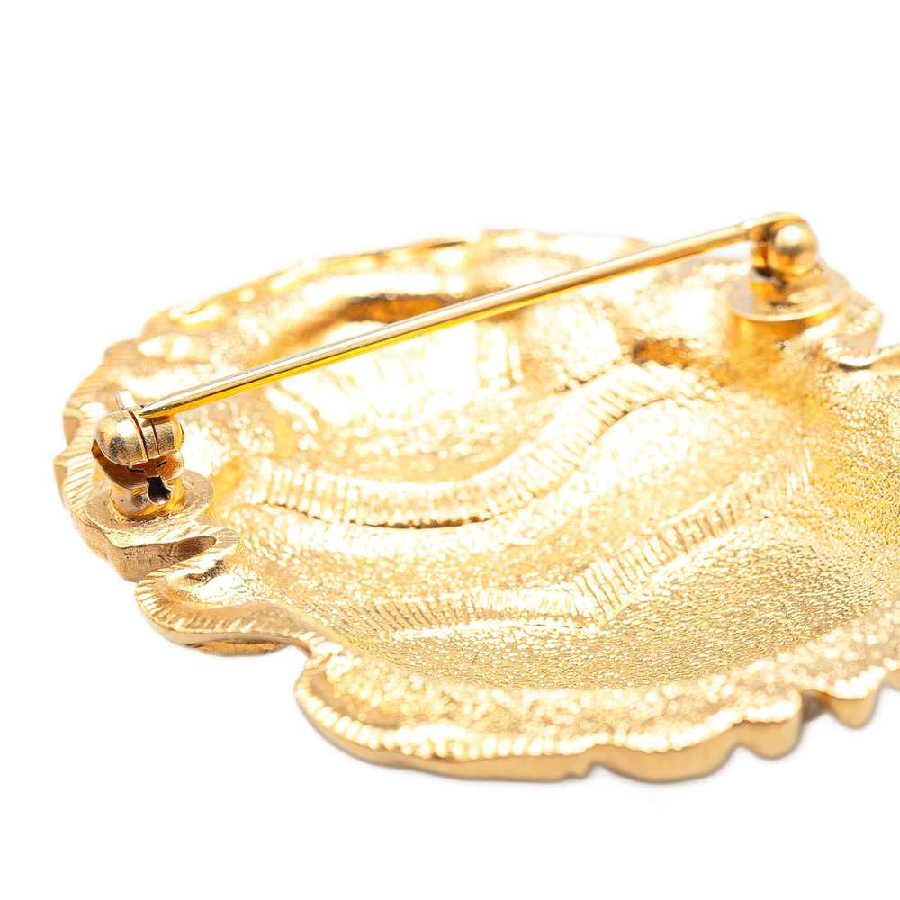 Gold Chanel Gold Plated CC Beetle Brooch - image 4