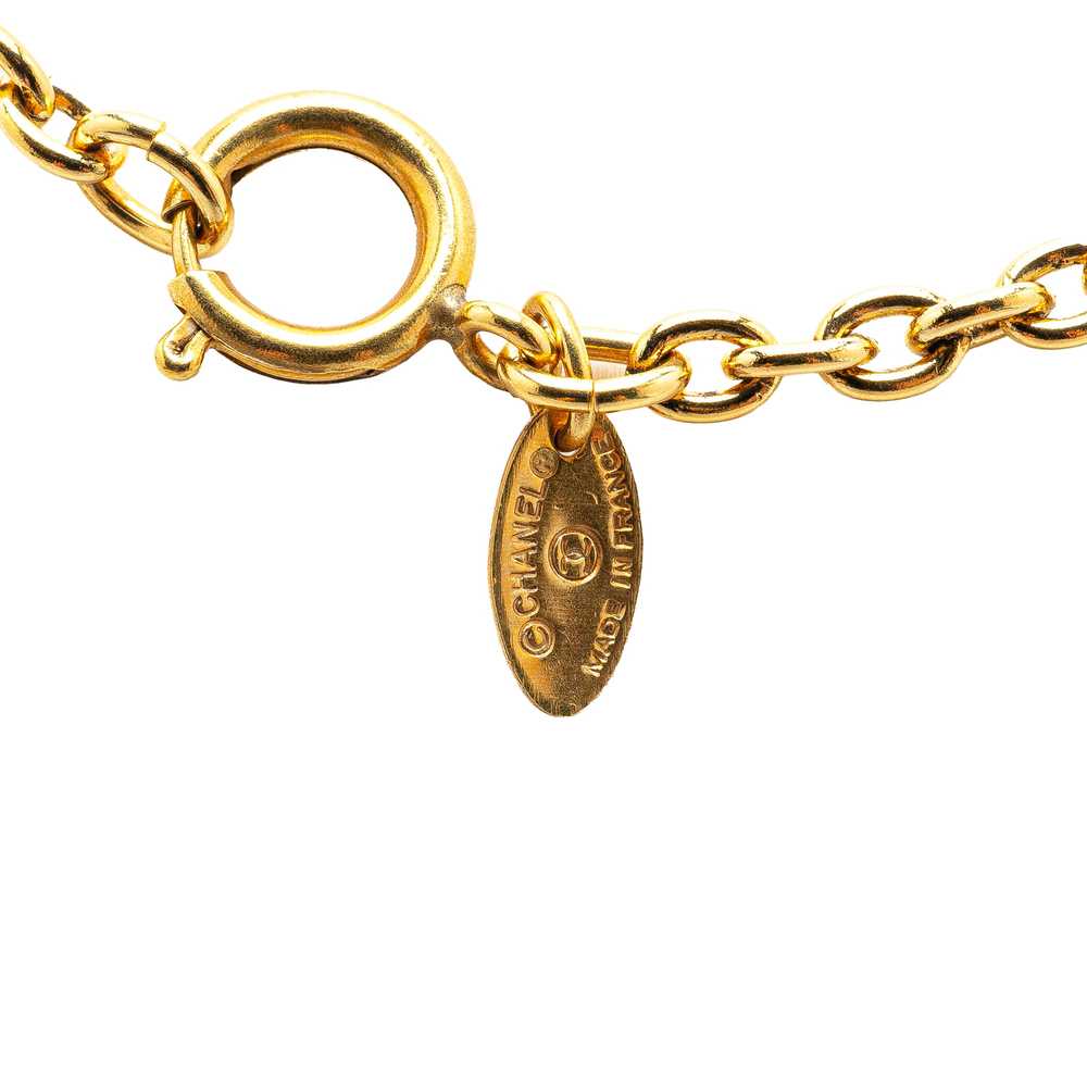 Gold Chanel Gold Plated CC Quilted Pendant Neckla… - image 3
