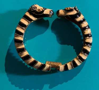 Kenneth Jay Lane KJL Zebra Cuff Hinge Bracelet - image 1
