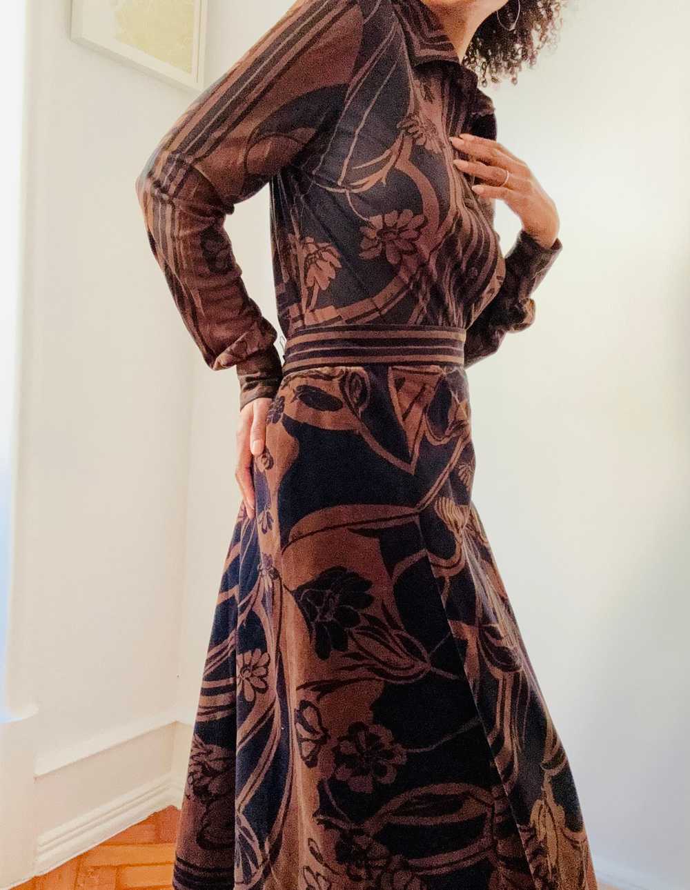 Emilio Pucci Brown & Black Print Top & Skirt Set - image 1