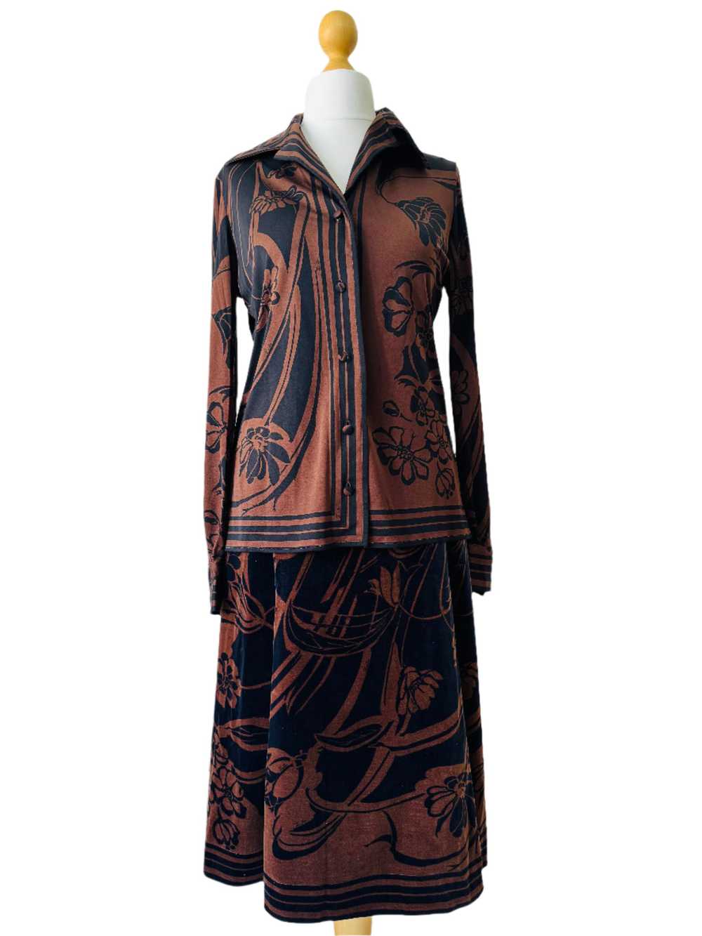 Emilio Pucci Brown & Black Print Top & Skirt Set - image 2