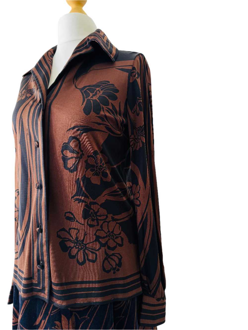 Emilio Pucci Brown & Black Print Top & Skirt Set - image 5