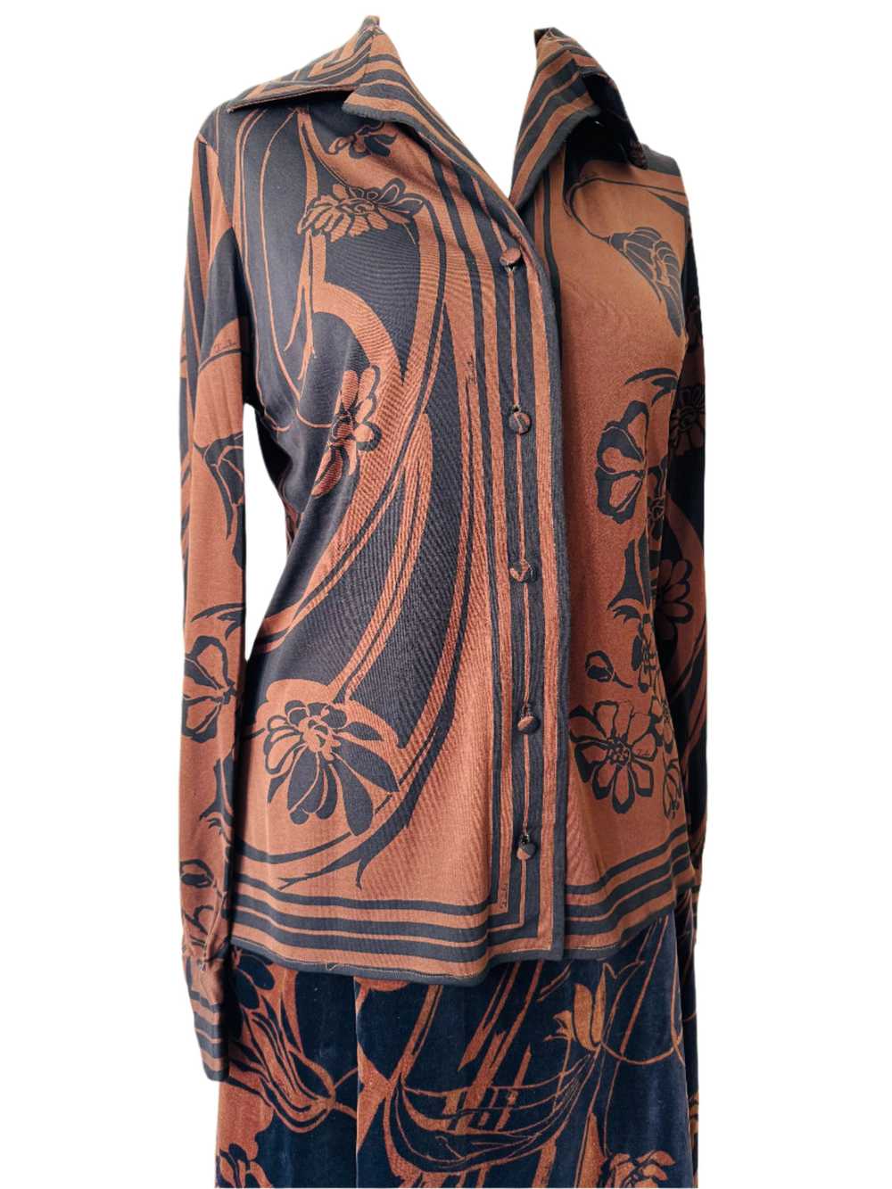 Emilio Pucci Brown & Black Print Top & Skirt Set - image 6